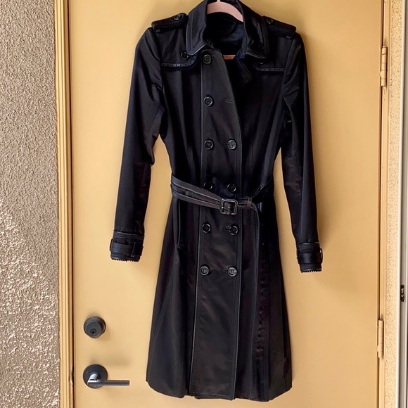 Burberry Prorsum Black Double Breasted Trench Coat